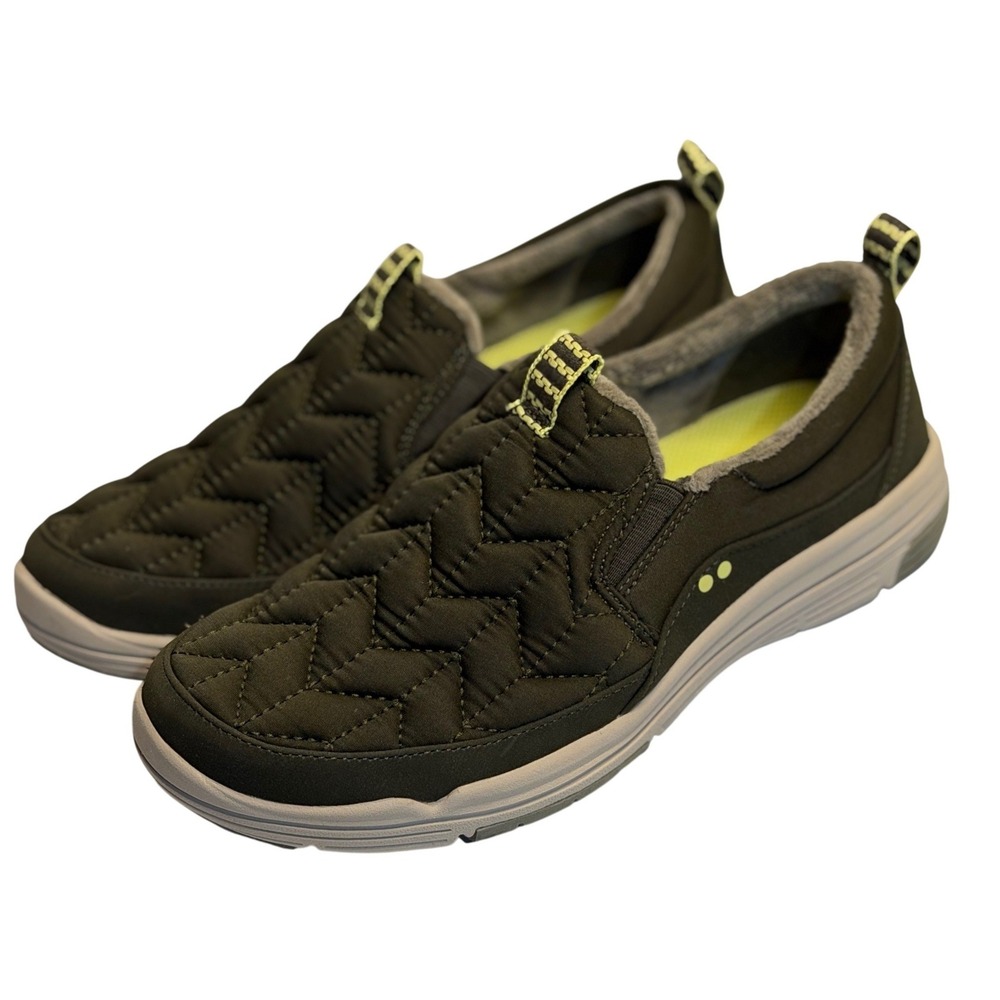 Ryka Slip-On Shoes Green Quilted Water-Repellent Ava3 Comfort Sneakers Women 7.5